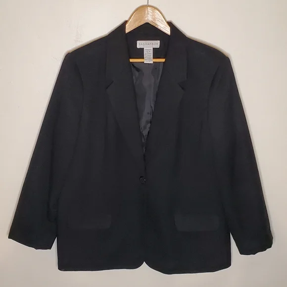 Black Boxy 80s Textured Vintage Blazer with Front Set In Pockets - Picture 5 of 11